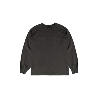 HEAVY COTTON TWO POCKET L/S TEE (CHARCOAL)
